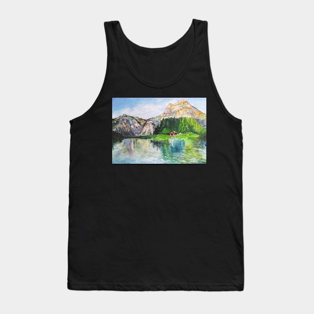 A House by the Lake in the Mountains Tank Top by Anthropolog